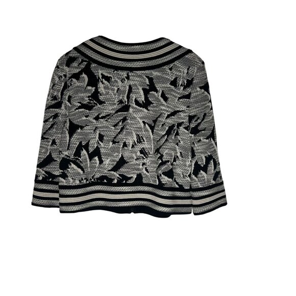 ST JOHN Knit Floral Pattern Jacket Black White Women's Size 6 - Picture 4 of 4